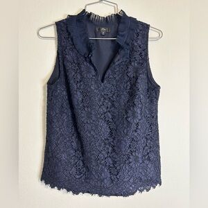 J. Crew Blue Ruffled Embellished Blouse